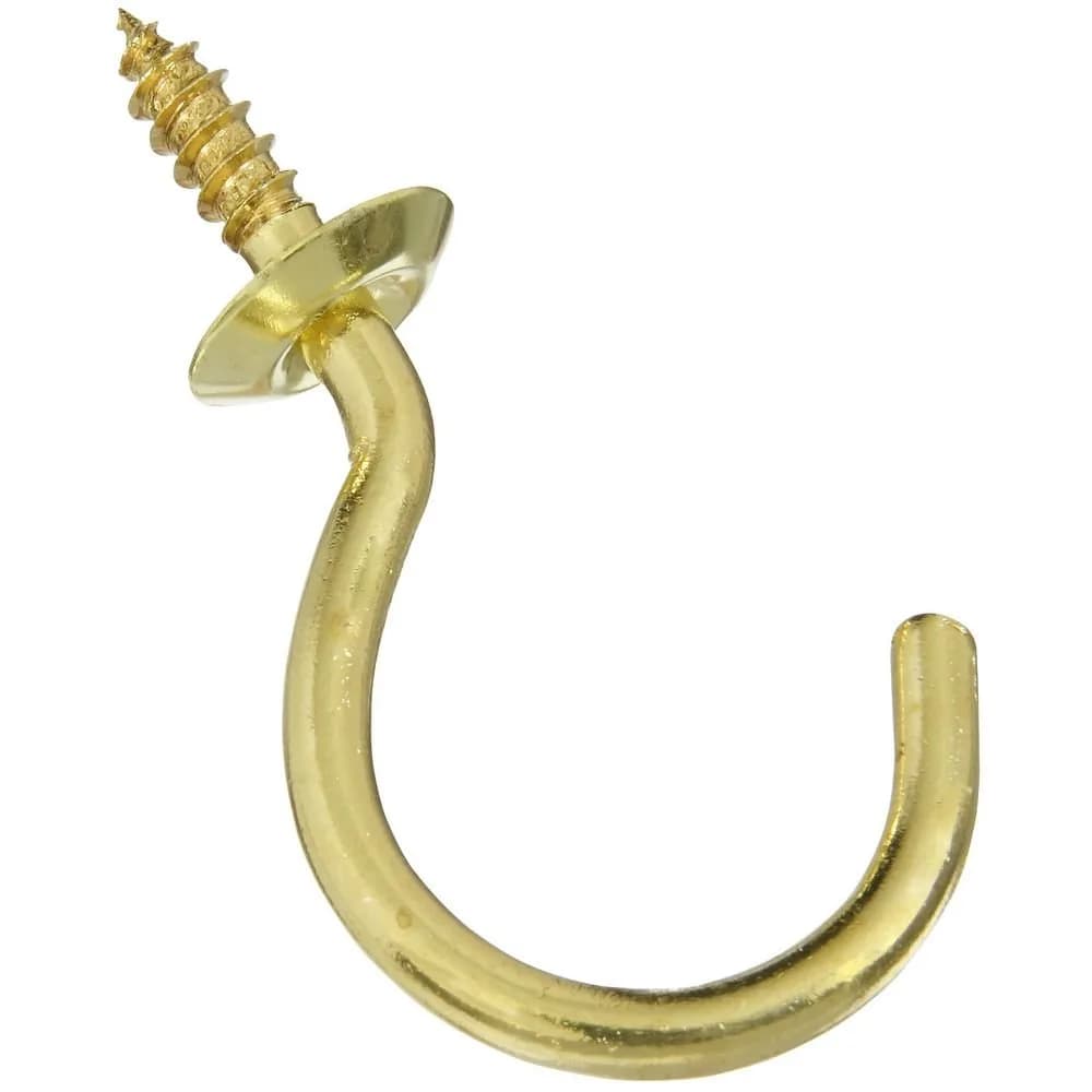 National Hardware N119-727 Solid Brass Cup Hooks 1.5 inch (3.81 cm) | 15 lb Load Capacity - main product image
