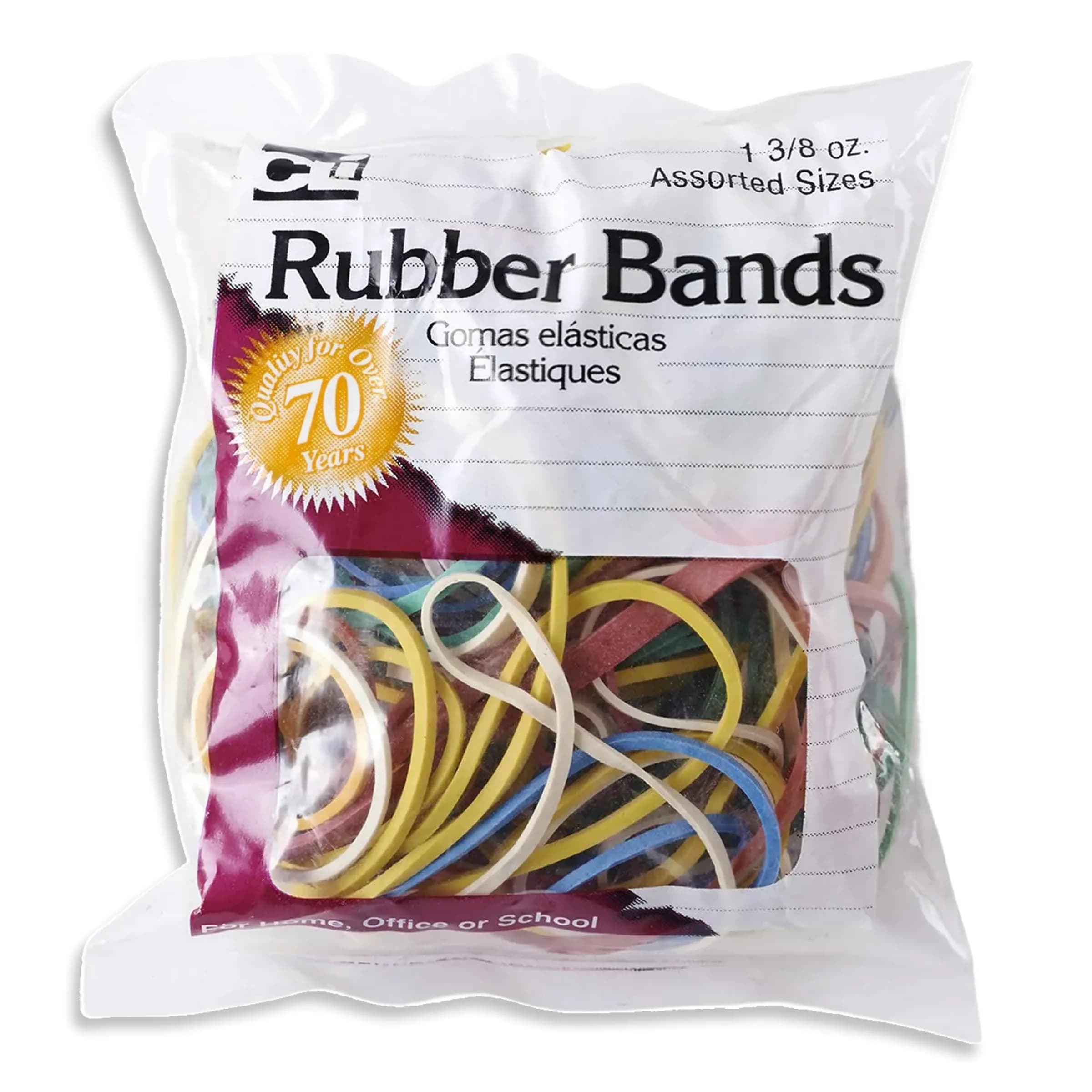 Charles Leonard Assorted Rubber Bands 1.38 oz (39g) Bag | High Tensile Strength
