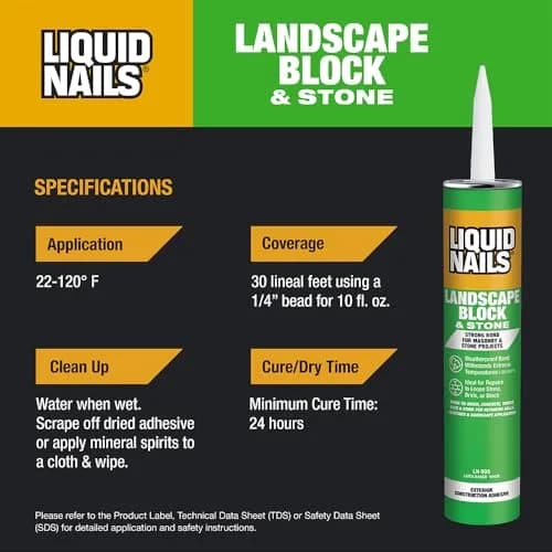 Liquid Nails LN-905 Landscape Block Adhesive 10 oz Weather-Resistant Bond for Stone & Timber thumbnail 5