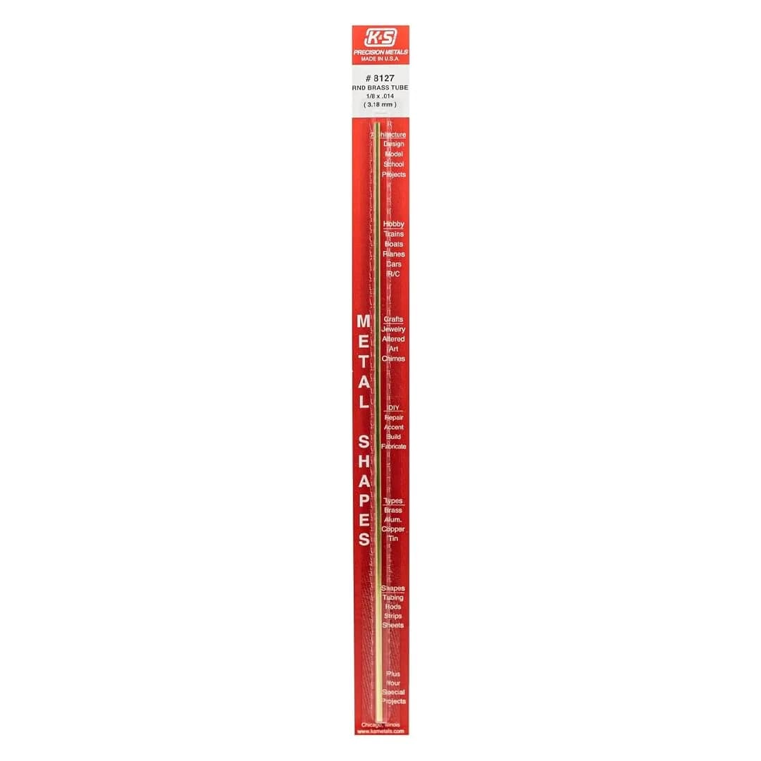 K&S Precision Metals Round Brass Tube 11/32" OD x 0.014" Wall x 12" Long | Precision Metal Tubing for Crafts & Projects — 1/8" OD