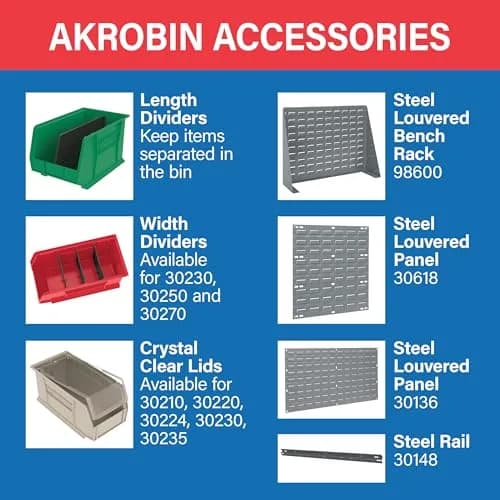 Akro-Mils 30230 AkroBins Plastic Storage Bins 11"x5"x5" Red | Heavy-Duty Stackable Organizer (70-120c) thumbnail 6