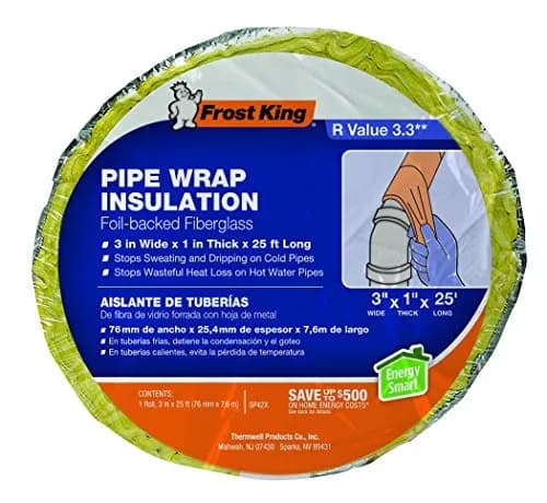 Frost King Foil Backed Fiberglass Pipe Wrap Insulation 3"x1"x25' | Reduces Heat Loss & Pipe Sweating thumbnail 2