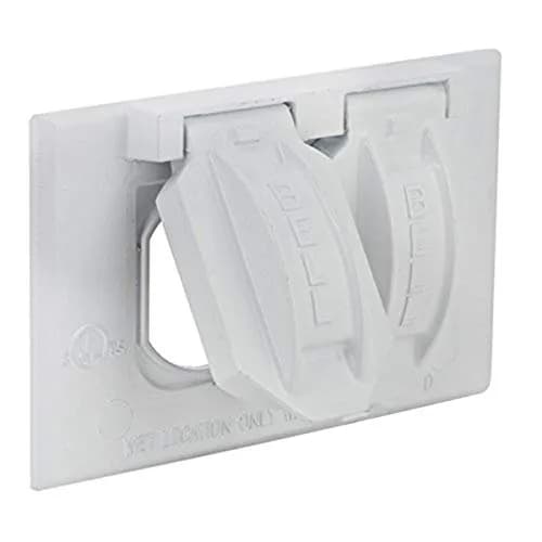 BELL 1-Gang Horizontal Weatherproof Cover with Duplex Flip Cover, White | Rugged Metal Construction thumbnail 1