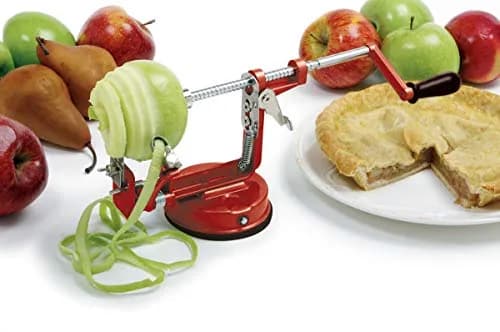 Norpro Apple Master Apple Potato Parer Slicer Corer 9.5" L x 4" W x 5.25" H Red | 3-in-1 Kitchen Tool for Fruits & Vegetables thumbnail 1