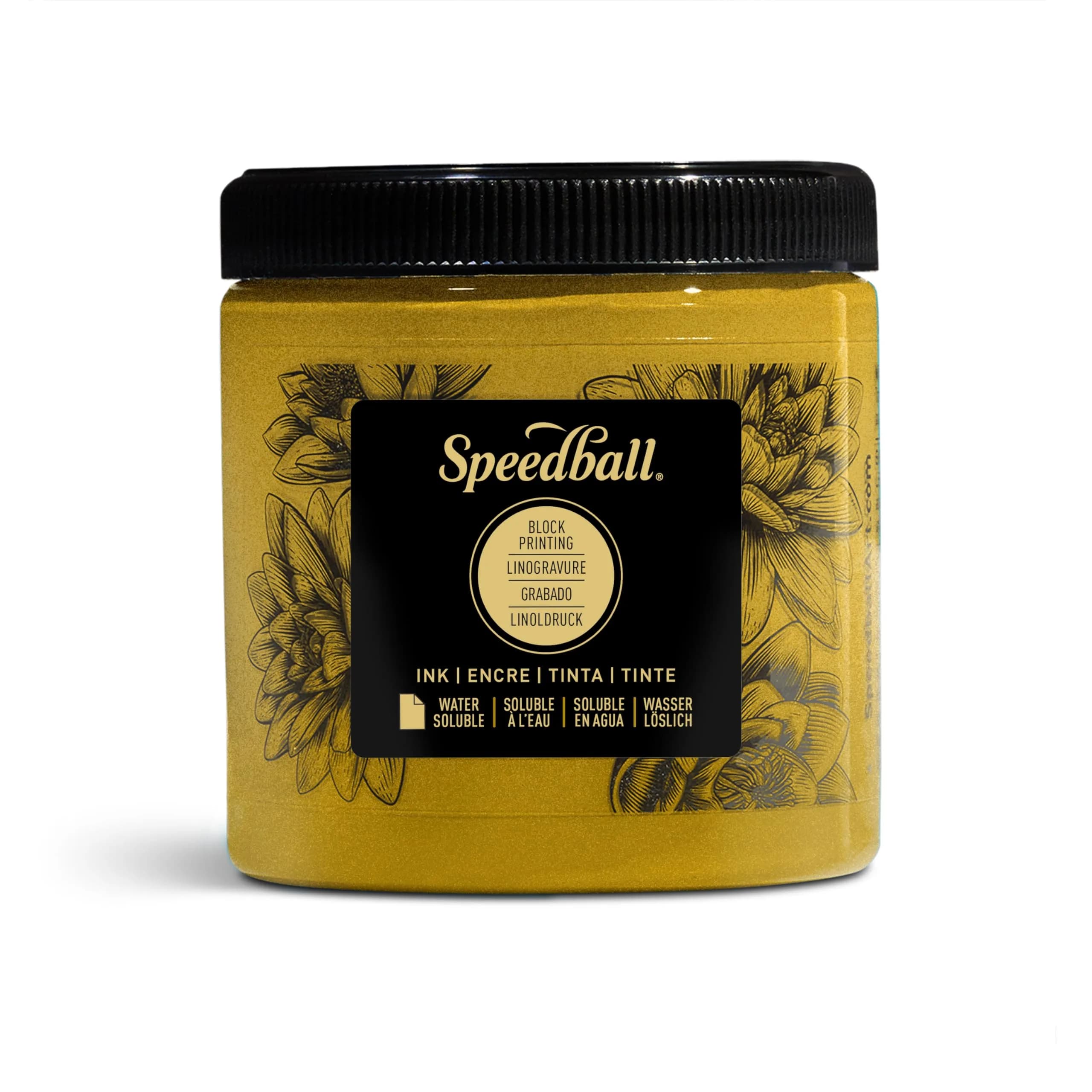Speedball Water Soluble Block Printing Ink – Gold | Satin Finish, Non-Toxic, 8 Fl Oz - main product image