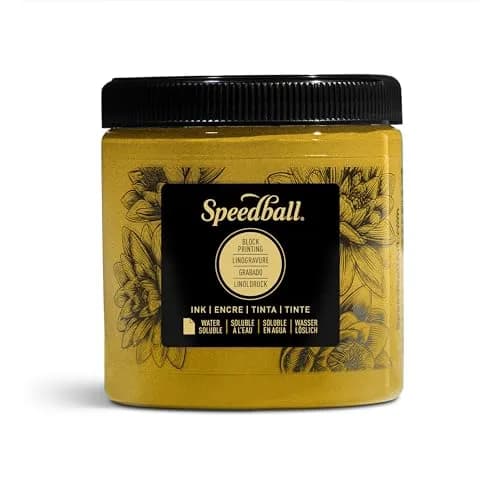 Speedball Water Soluble Block Printing Ink – Gold | Satin Finish, Non-Toxic, 8 Fl Oz thumbnail 1