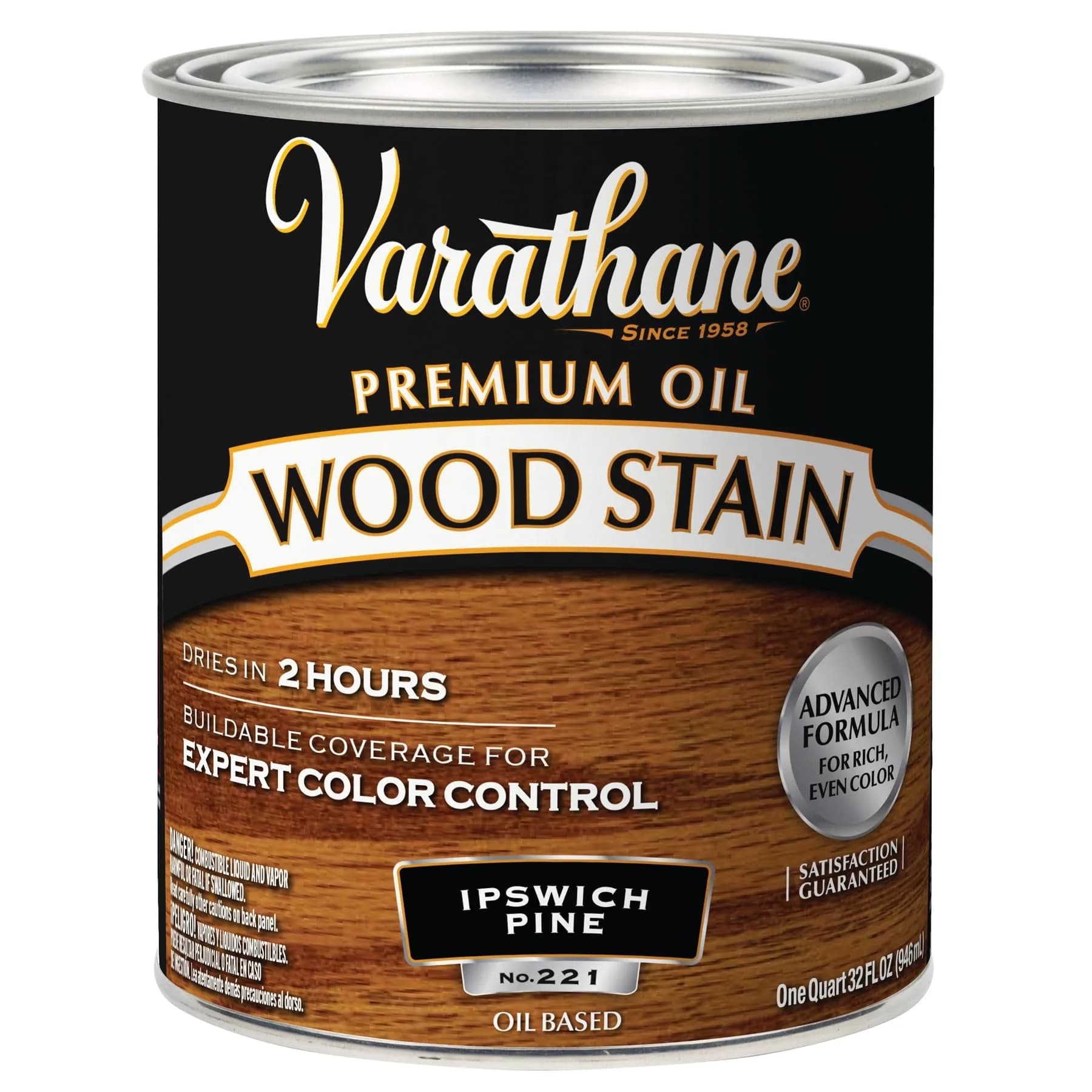 Varathane Premium Wood Stain Light Walnut Half Pint | Deep Grain Enhancement & Natural Finish — Ipswich Pine / Quart