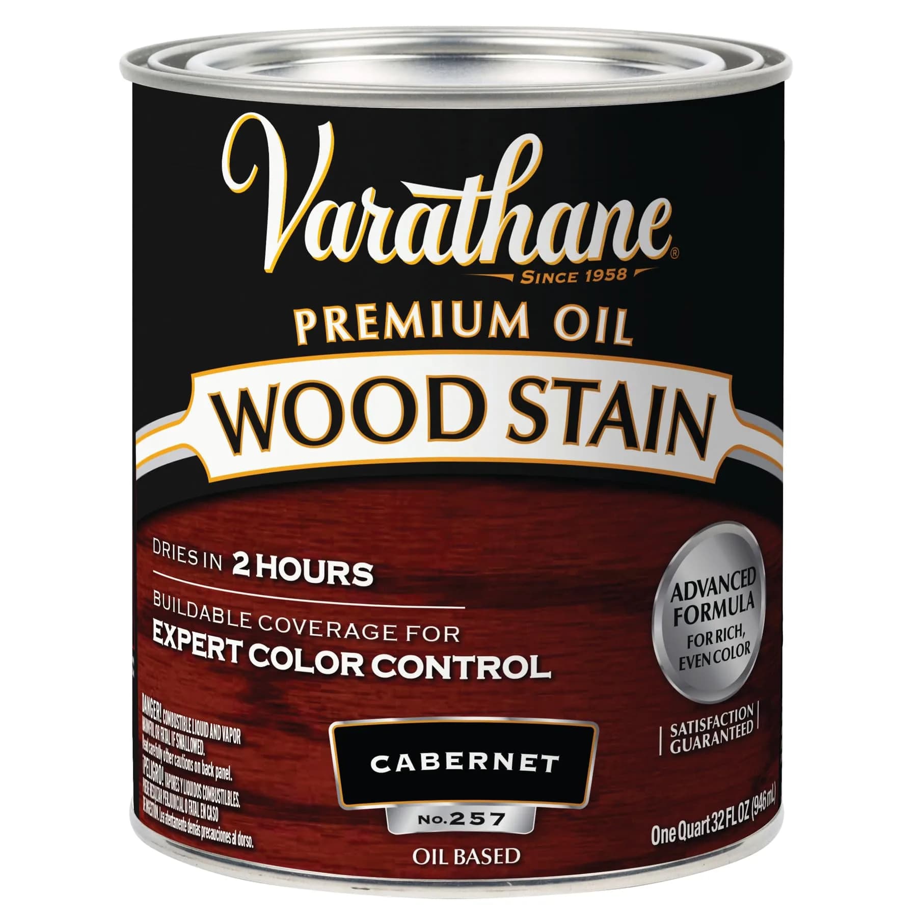 Varathane Premium Wood Stain Light Walnut Half Pint | Deep Grain Enhancement & Natural Finish — Cabernet / Quart