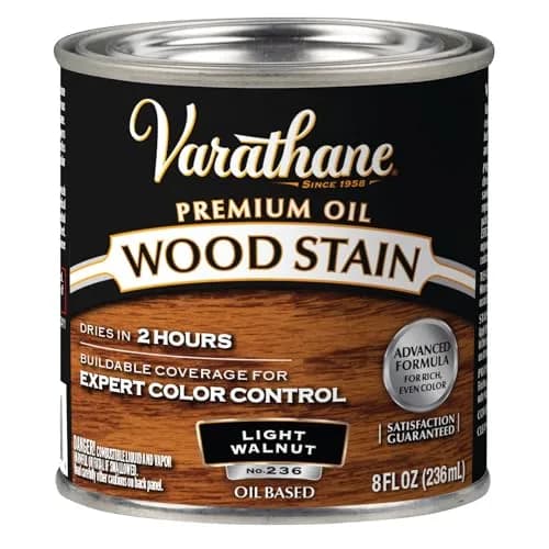 Varathane Premium Wood Stain Light Walnut Half Pint | Deep Grain Enhancement & Natural Finish thumbnail 1