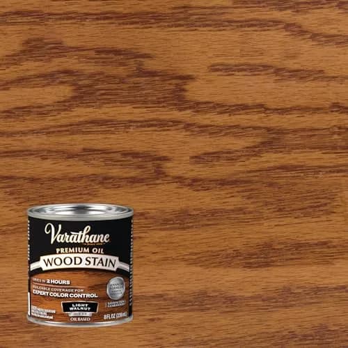 Varathane Premium Wood Stain Light Walnut Half Pint | Deep Grain Enhancement & Natural Finish thumbnail 2