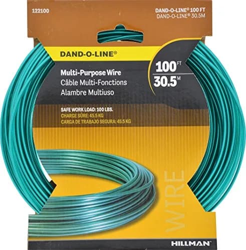 Hillman Green Vinyl-Coated Multi-Purpose Cable Wire, 100 ft, 100 lb | Corrosion-Resistant Steel Wire Rope thumbnail 2