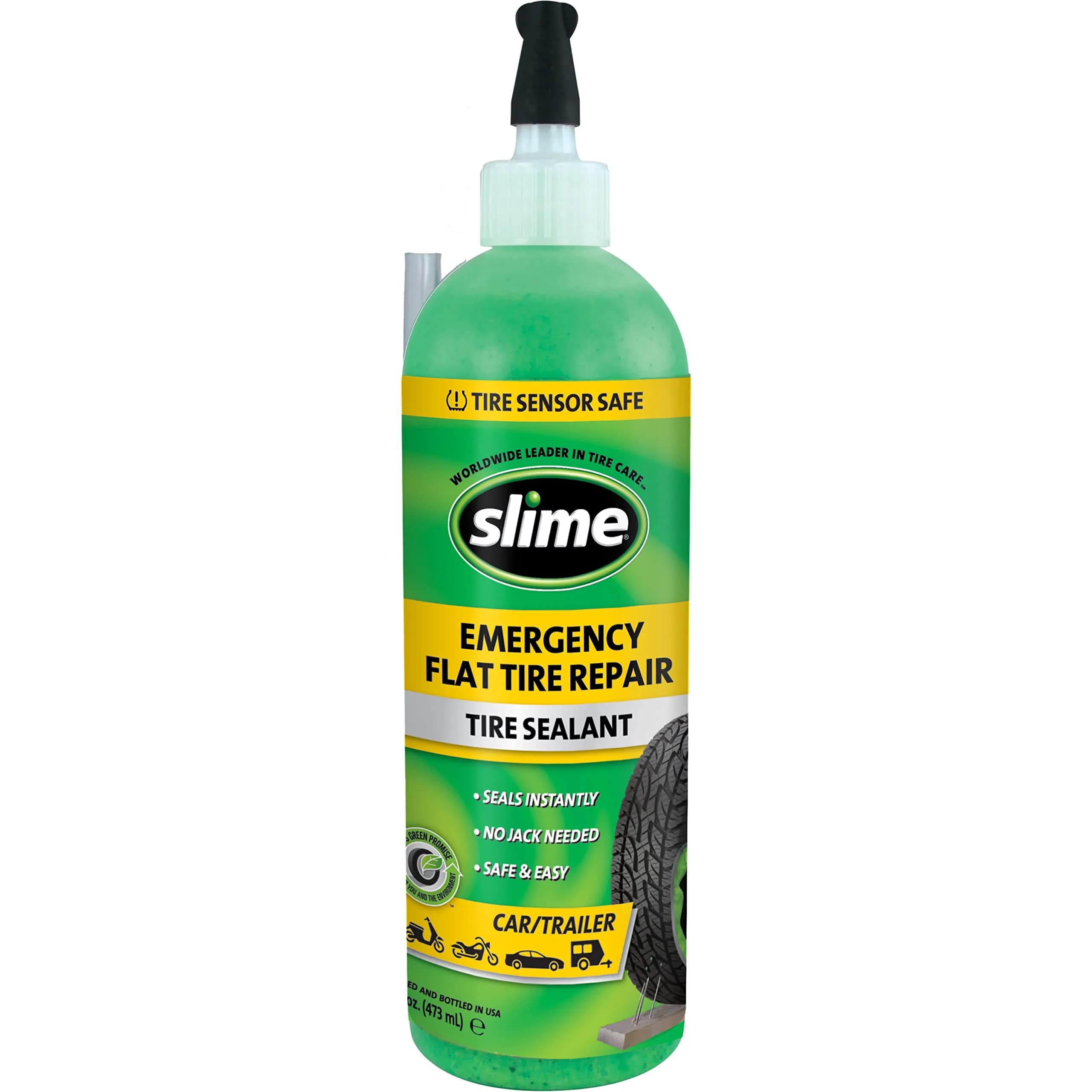 Slime 10011 Flat Tire Puncture Repair Sealant 473ml (16 oz) | Seals Punctures Up to 6mm - main product image