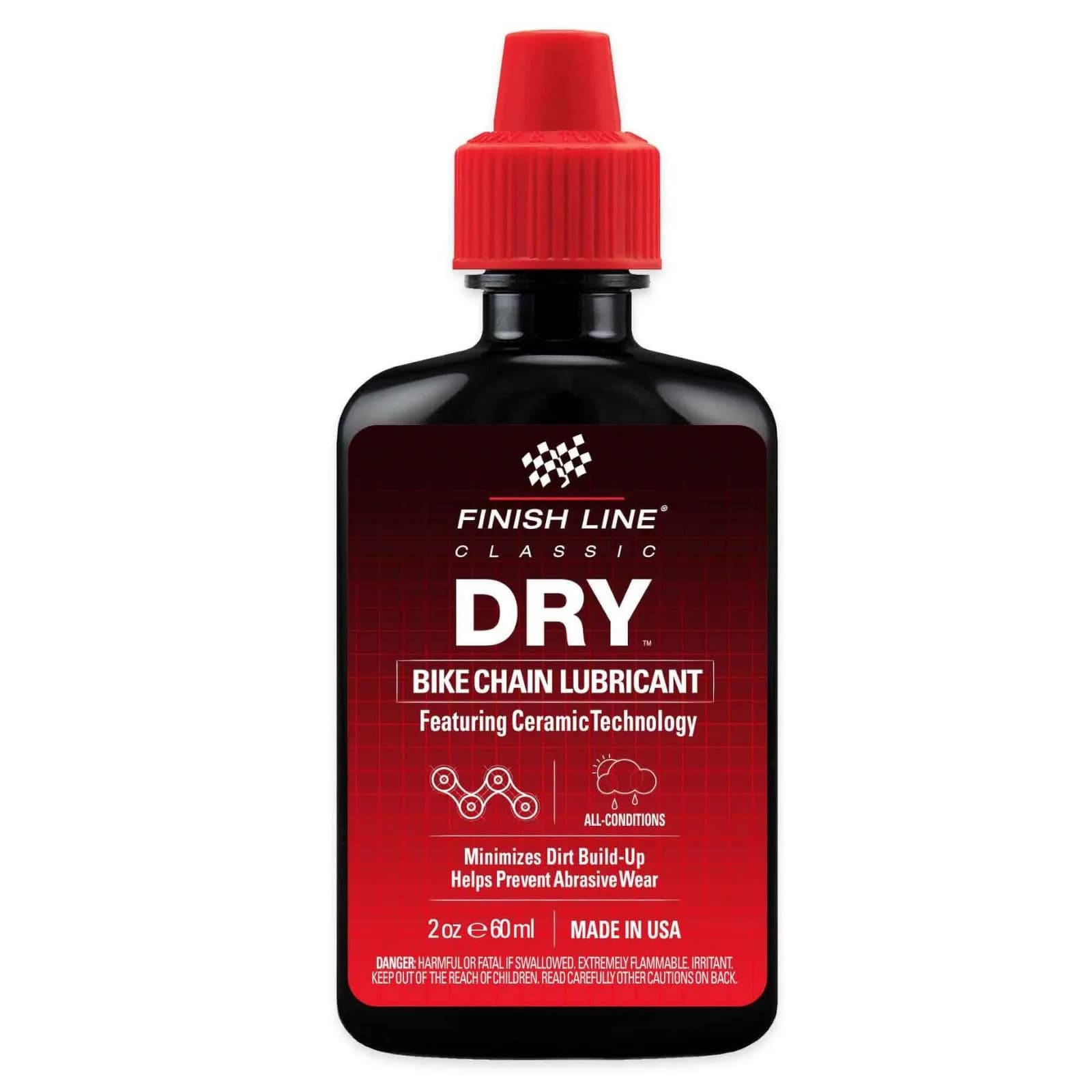 Finish Line Dry Chain Lubricant Ceramic Dry-Film 118ml (4 oz) | Dirt Repellent for Indian Roads — 2 Ounce Squeeze Bottle