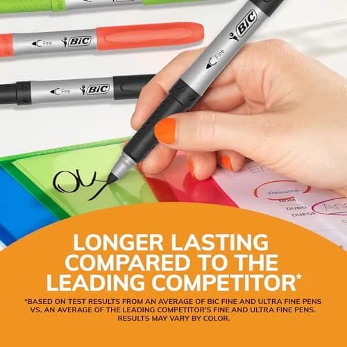 BIC Marking Pen Fine Point 8-Count Assorted Colors | Long-Lasting, Non-Slip Grip, Quick-Drying Ink thumbnail 3