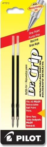 PILOT Dr. Grip Ballpoint Ink Refills for Retractable Pens, Fine Point, Red Ink, 2-Pack (0.7mm) | Arthritis Foundation Ease-of-Use Commendation thumbnail 1