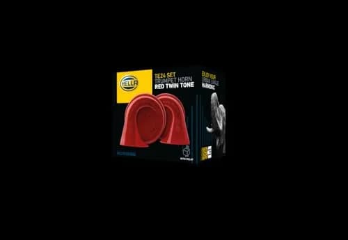 Hella Twin Trumpet Horn Kit 12V | High/Low Tone 110dB, Red thumbnail 4