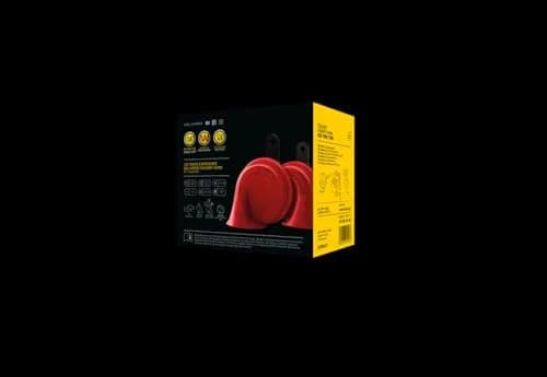 Hella Twin Trumpet Horn Kit 12V | High/Low Tone 110dB, Red thumbnail 5