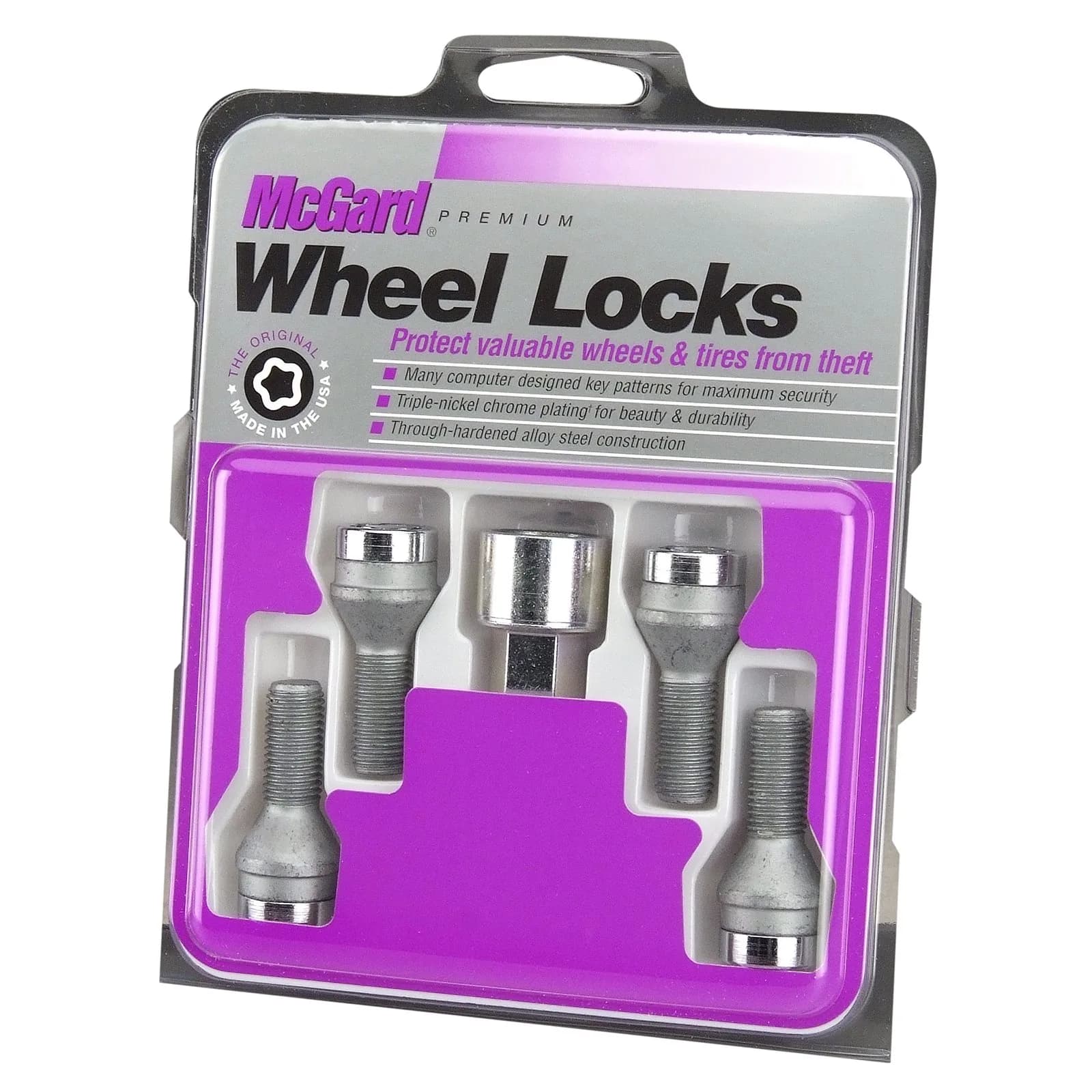 McGard 27179 Chrome Bolt Style Cone Seat Wheel Locks (M12 x 1.5) - Set of 4 | Secure Your Wheels with USA-Designed Precision