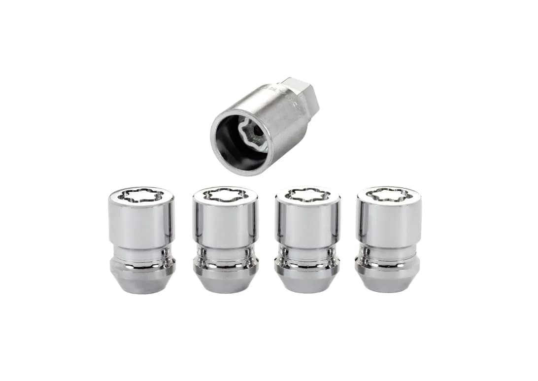 McGard 24154 Chrome Cone Seat Wheel Locks M12 x 1.25 Thread Size 4 Locks 1 Key | Secure Wheels Against Theft — Chrome