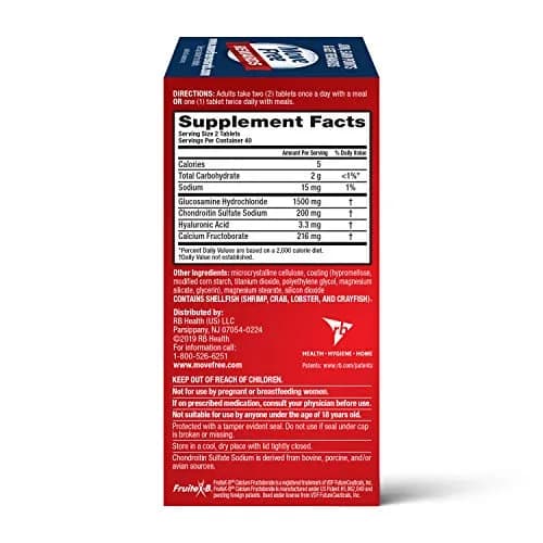 Move Free Triple Strength Glucosamine Chondroitin Hyaluronic Acid Joint Supplement 80 Count | Supports 5 Signs of Joint Health thumbnail 8