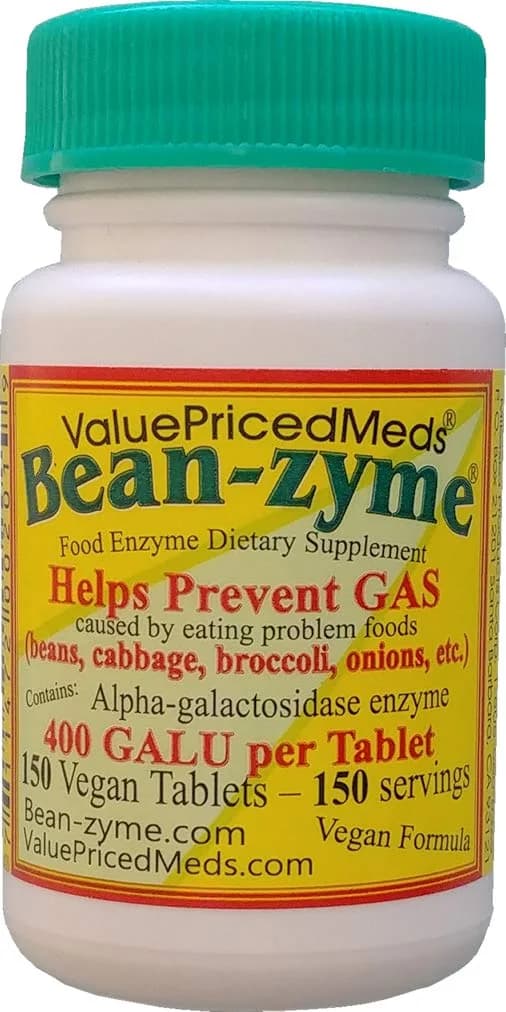 Bean-Zyme Gas Relief Extra Strength 150 ct (150 Tablets) | Alpha Galactosidase 400 GALU per Tablet