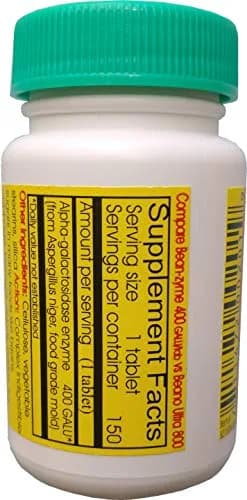 Bean-Zyme Gas Relief Extra Strength 150 ct (150 Tablets) | Alpha Galactosidase 400 GALU per Tablet thumbnail 2