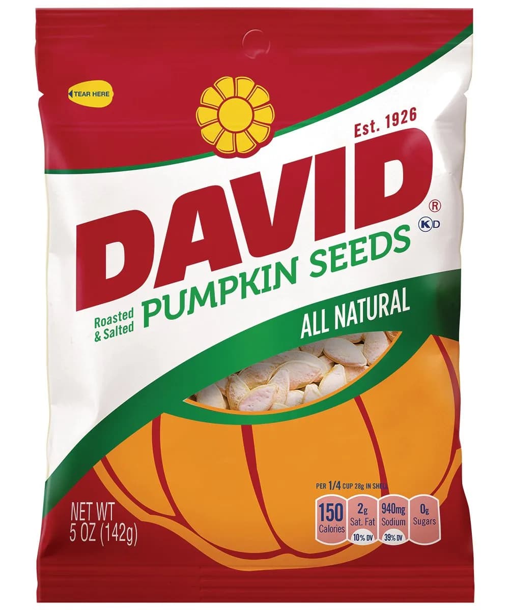 David Seeds Salted & Roasted Pumpkin Seeds 5 OZ | Keto Friendly Snack, 12 Pack - main product image