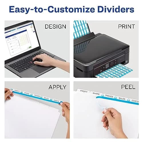 Avery 5-Tab Extra Wide Binder Dividers, White, 5 Sets (25 Dividers Total) | Organize Documents & Presentations with Easy Apply Labels thumbnail 5