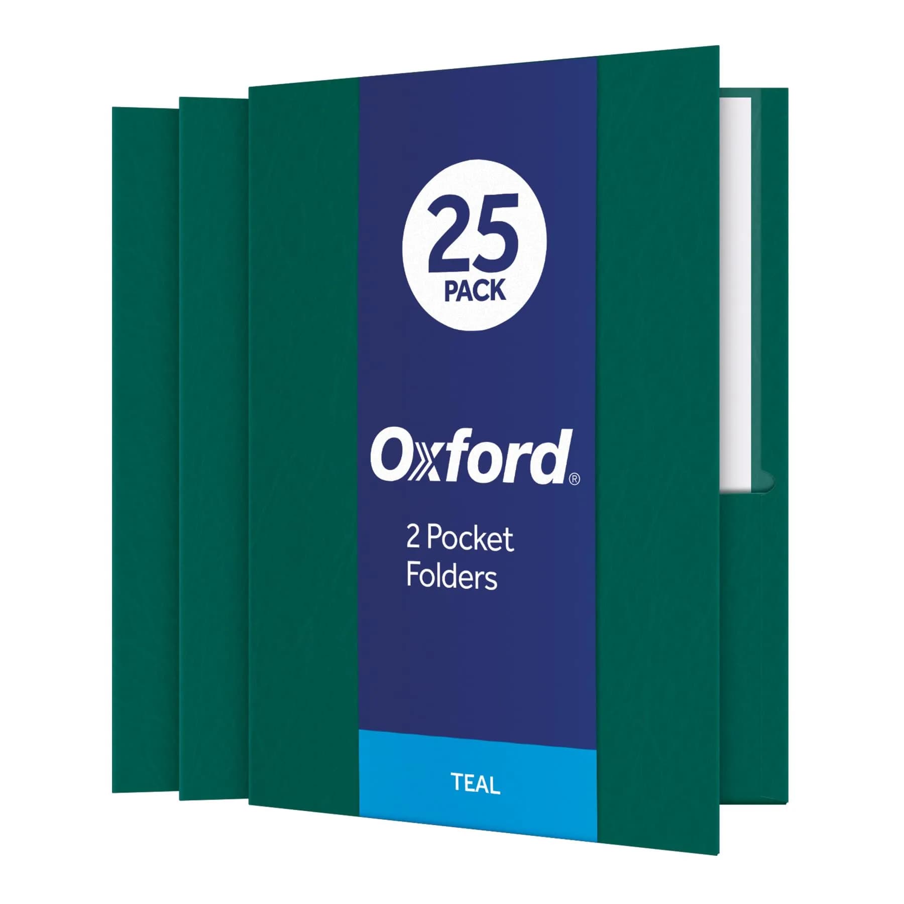 Oxford Twin-Pocket Folders Textured Paper Letter Size Teal Holds 100 Sheets Box of 25 | Heavy Paper Texture