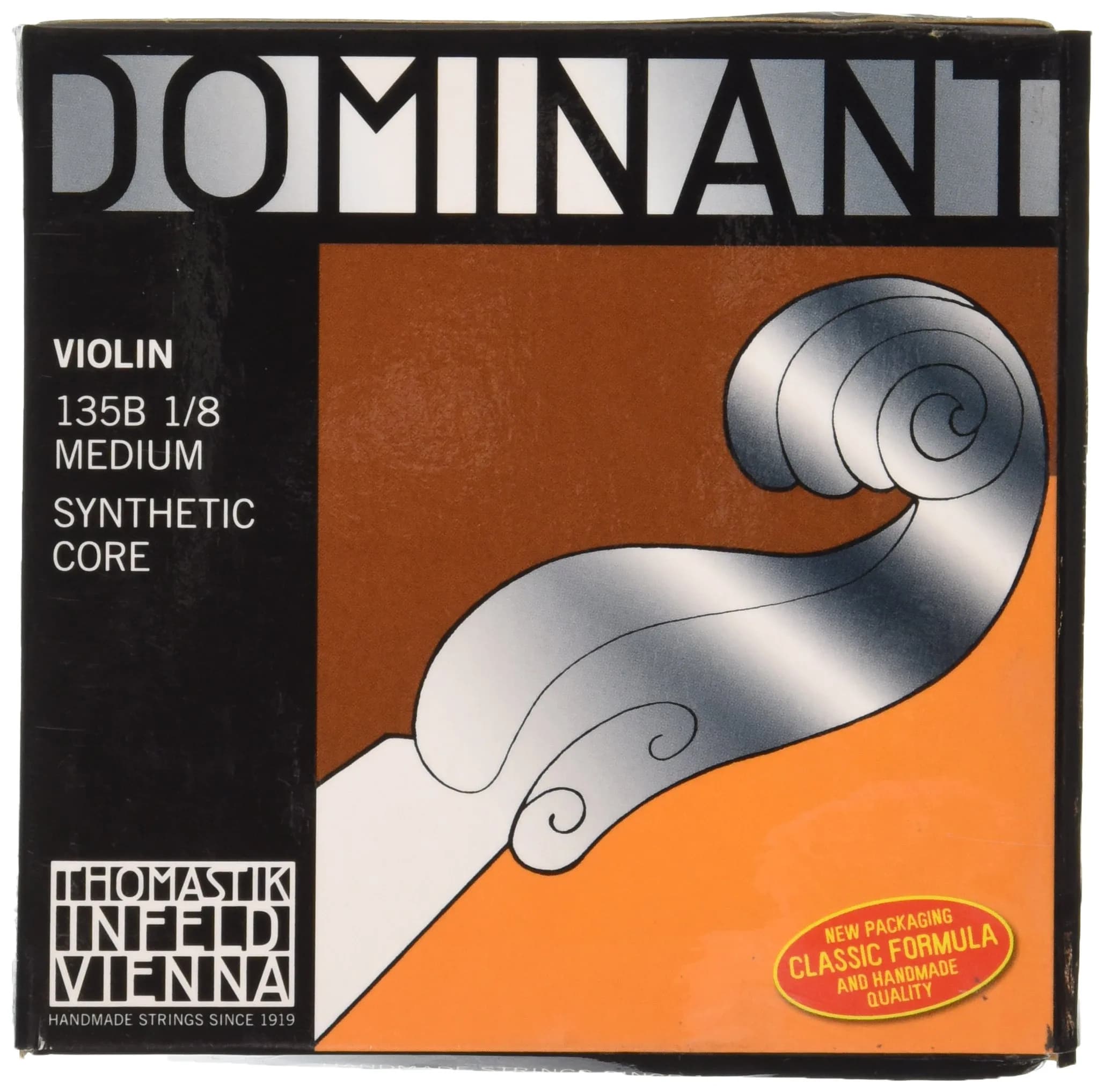 Thomastik-Infeld Dominant Violin G String 1/8 Size Medium Tension Silver Wound | Clear & Balanced Tone — Full Set - Steel E / 1/8 Size