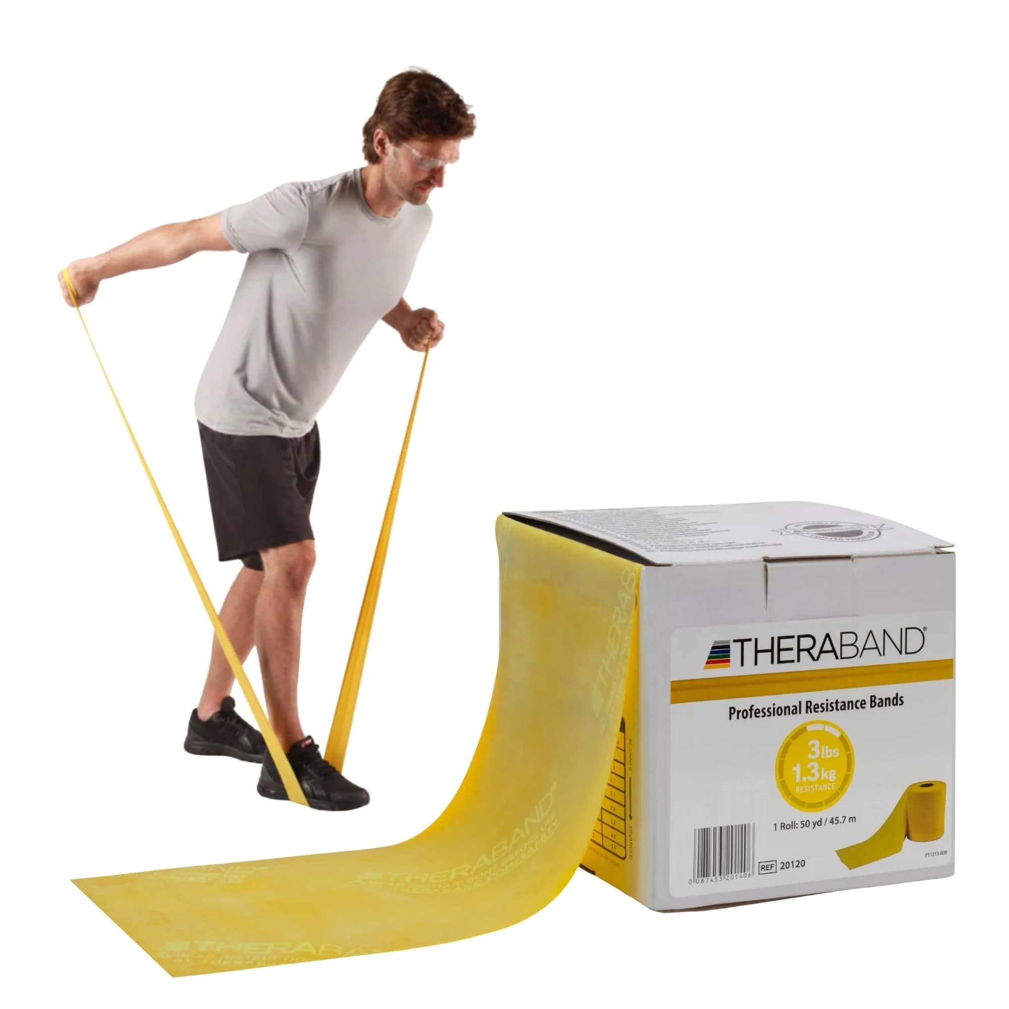 THERABAND Heavy Resistance Latex Exercise Band Roll 50 Yards (4570 cm) | Professional Grade for Strength & Flexibility — Yellow | Light