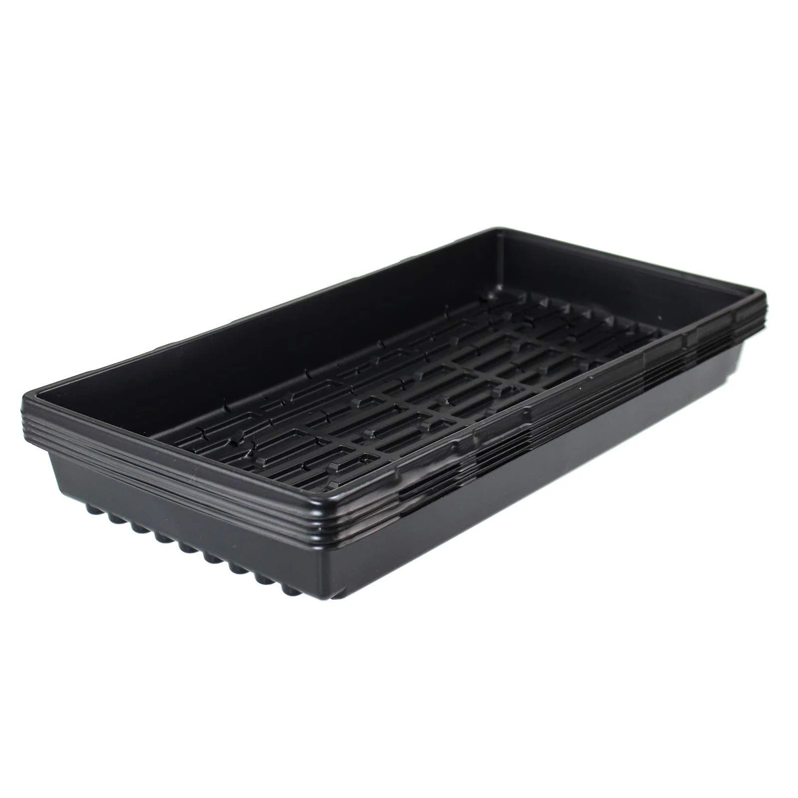 Living Whole Foods 5 Pack of Durable Black Plastic Growing Trays 21" x 11" x 2" | Reusable, Drain Holes for Seedlings & Wheatgrass - main product image