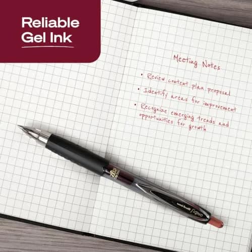 Uni-Ball 207 Gel Pens, Red Ink, 0.5mm Micro Point, Retractable, 12 Count | Precise, Water-Resistant Writing thumbnail 3