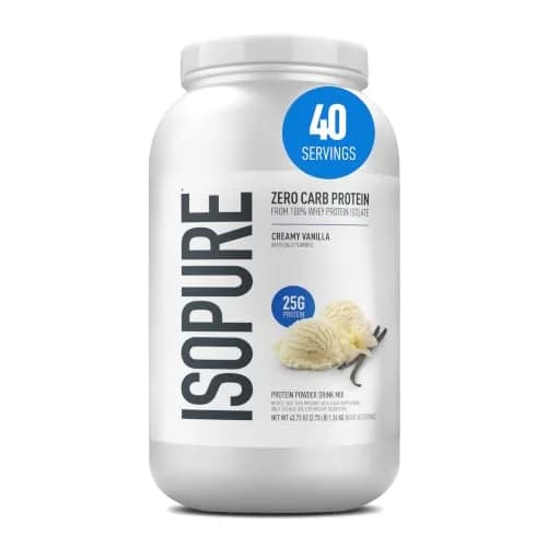 Isopure Zero Carb Whey Protein Isolate Powder Creamy Vanilla 1.36 kg (3 LB) | 25g Protein Per Serving, Gluten & Lactose Free thumbnail 1