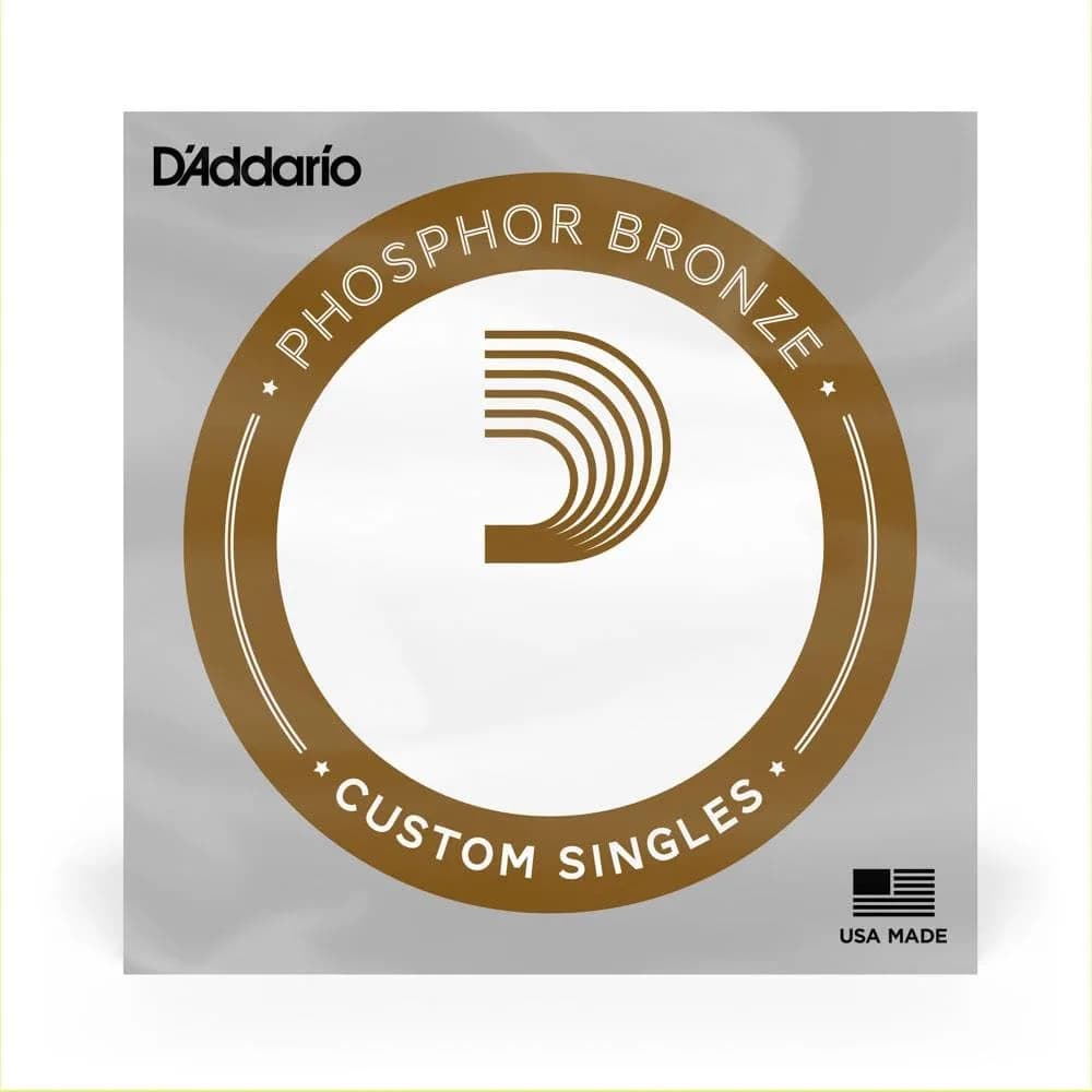 D'Addario PB030 Phosphor Bronze Wound Acoustic Guitar Single String, .030 Gauge (0.76 mm) — .034 Gauge