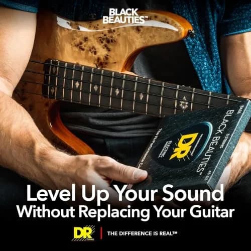 DR Strings Black Beauties Bass Strings Medium 45-105 (6-String Set) | Coated Stainless Steel for Bright Tone thumbnail 5