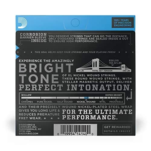 D'Addario XL Nickel Electric Guitar Strings ESXL110 Regular Light Double Ball End 10-46 | Perfect Intonation thumbnail 2