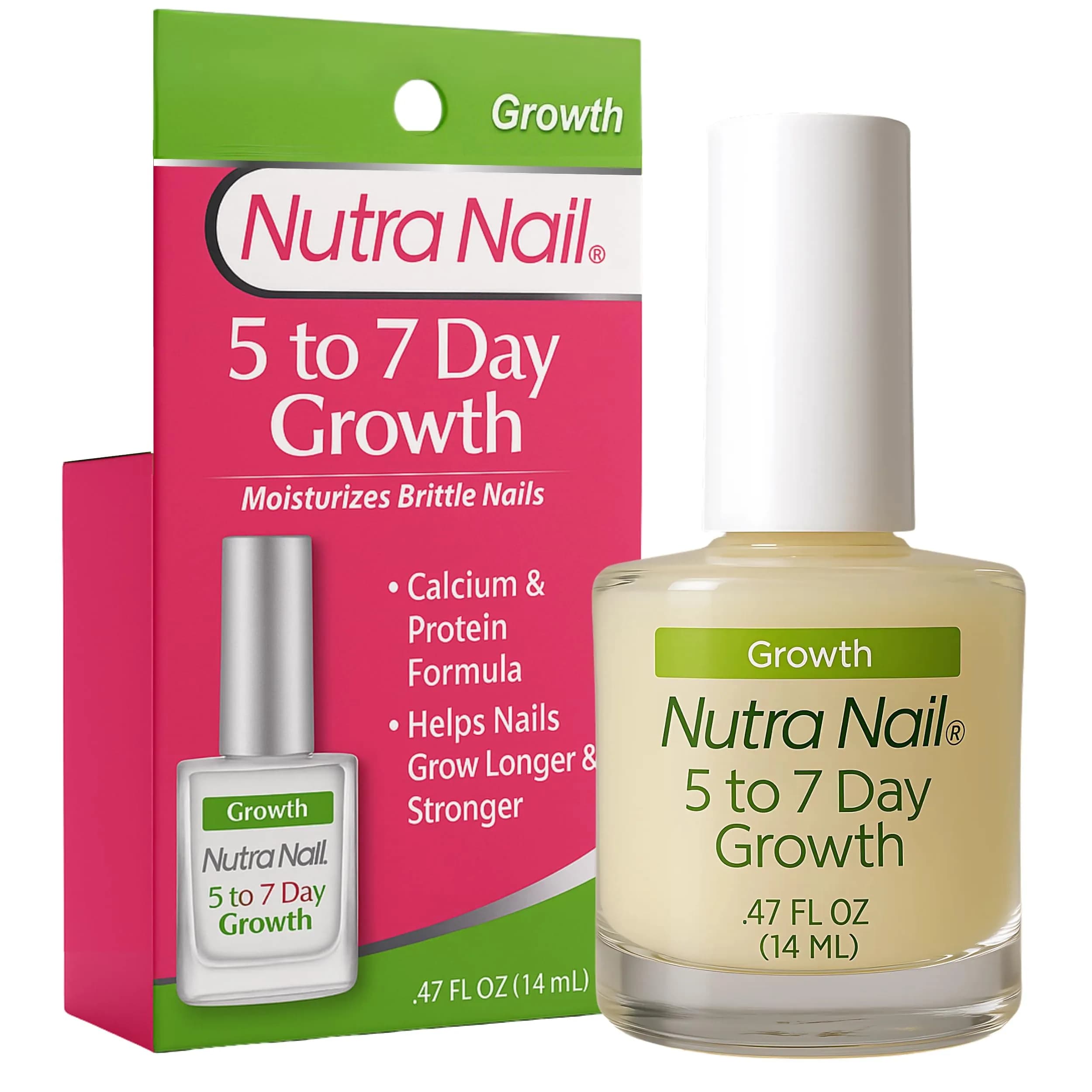 Nutra Nail 5 to 7 Day Growth Treatment Nail Strengthener 13.3ml (0.47 Fl Oz) | Keratin & Calcium Formula for Brittle Nails - main product image