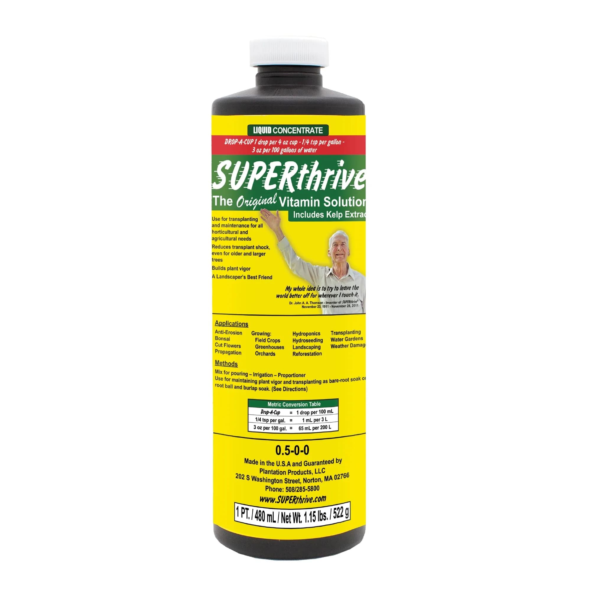 SUPERthrive Vitamin Solution with Kelp Concentrate 473ml (1 Pint) | Boosts Plant Growth & Survival