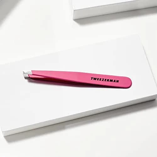 Tweezerman Slant Tweezer Neon Pink | Precision Eyebrow Shaping Tool thumbnail 4
