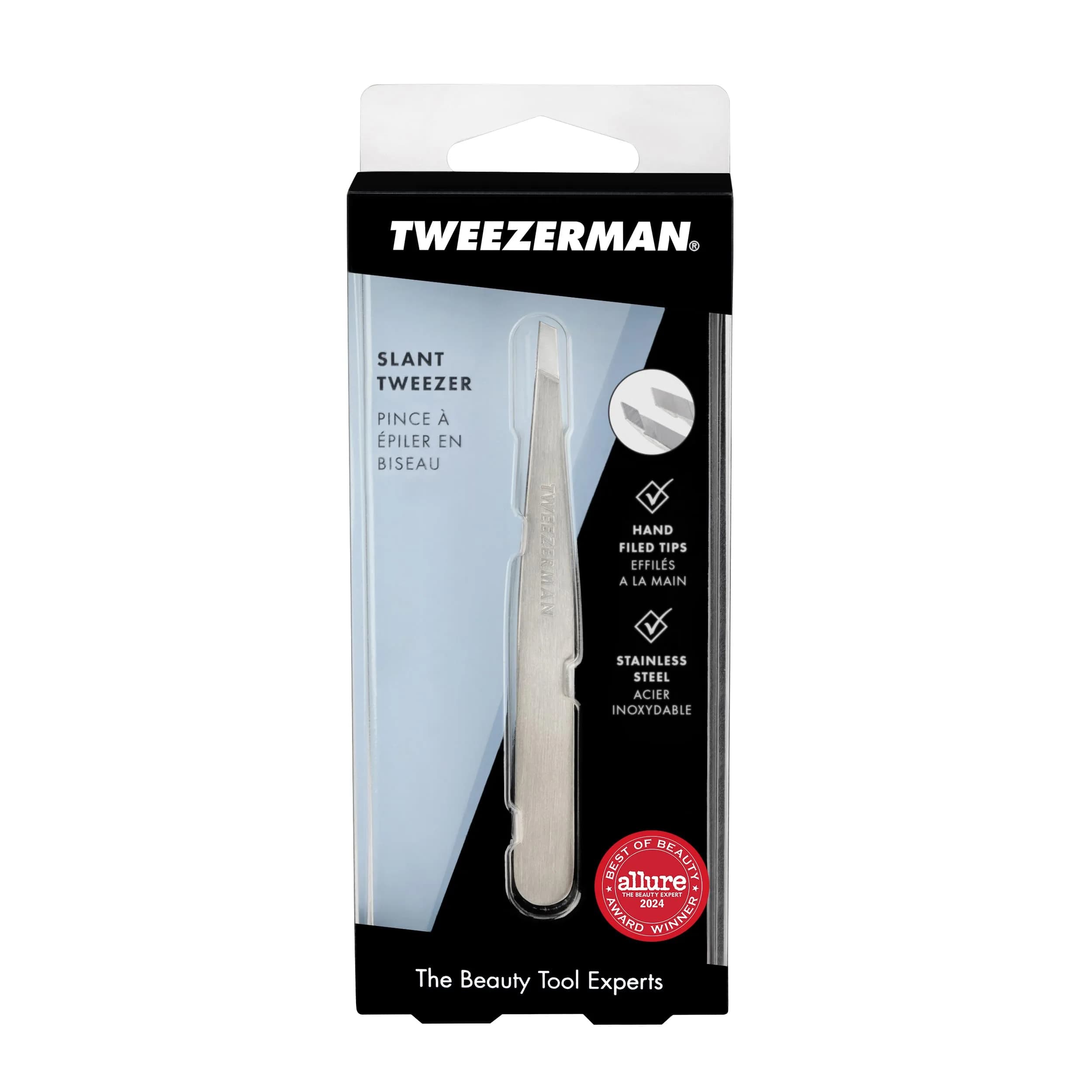 Tweezerman Stainless Steel Slant Tweezer for Eyebrows Silver | Precision Brow Shaping Tool - view 6