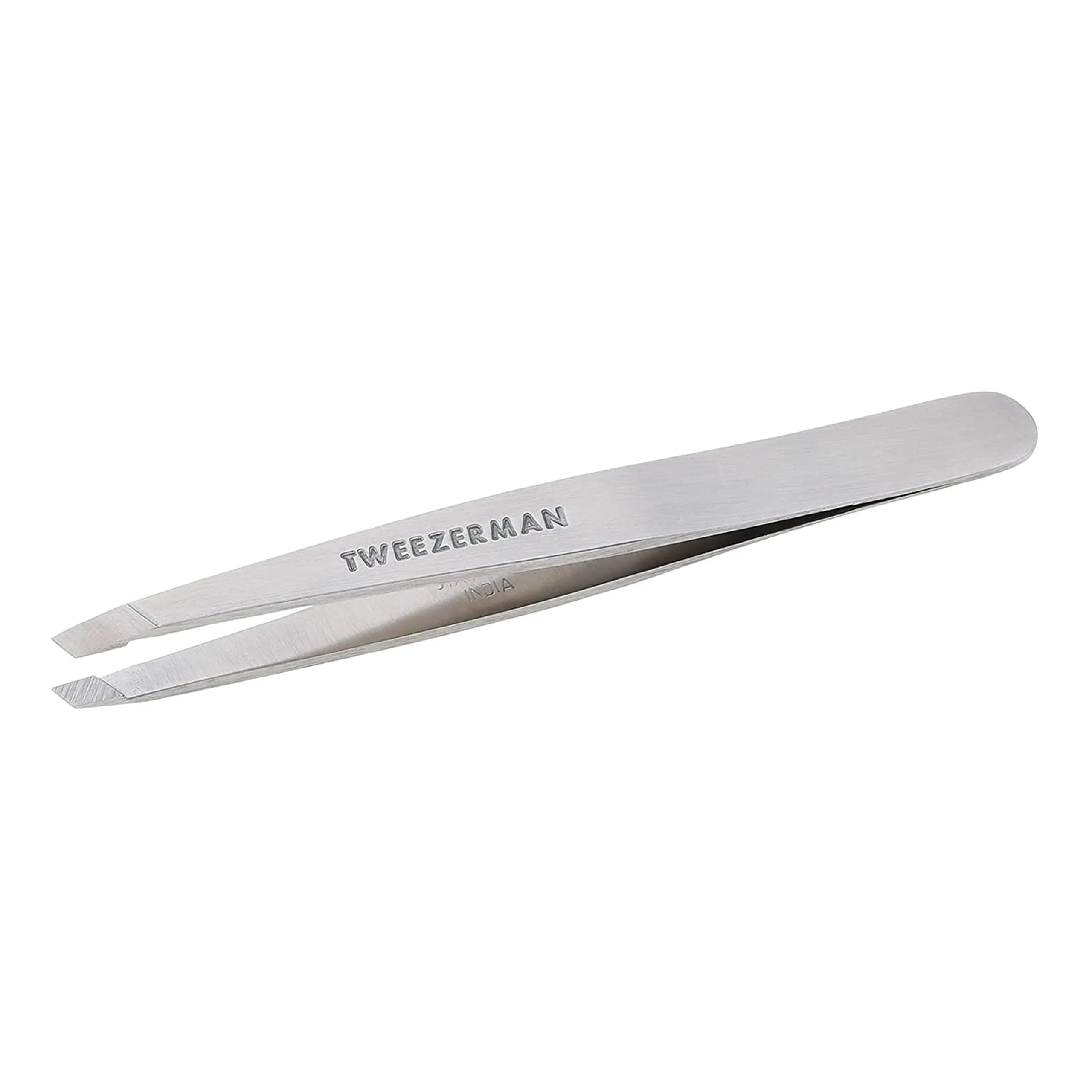 Tweezerman Stainless Steel Slant Tweezer for Eyebrows Silver | Precision Brow Shaping Tool