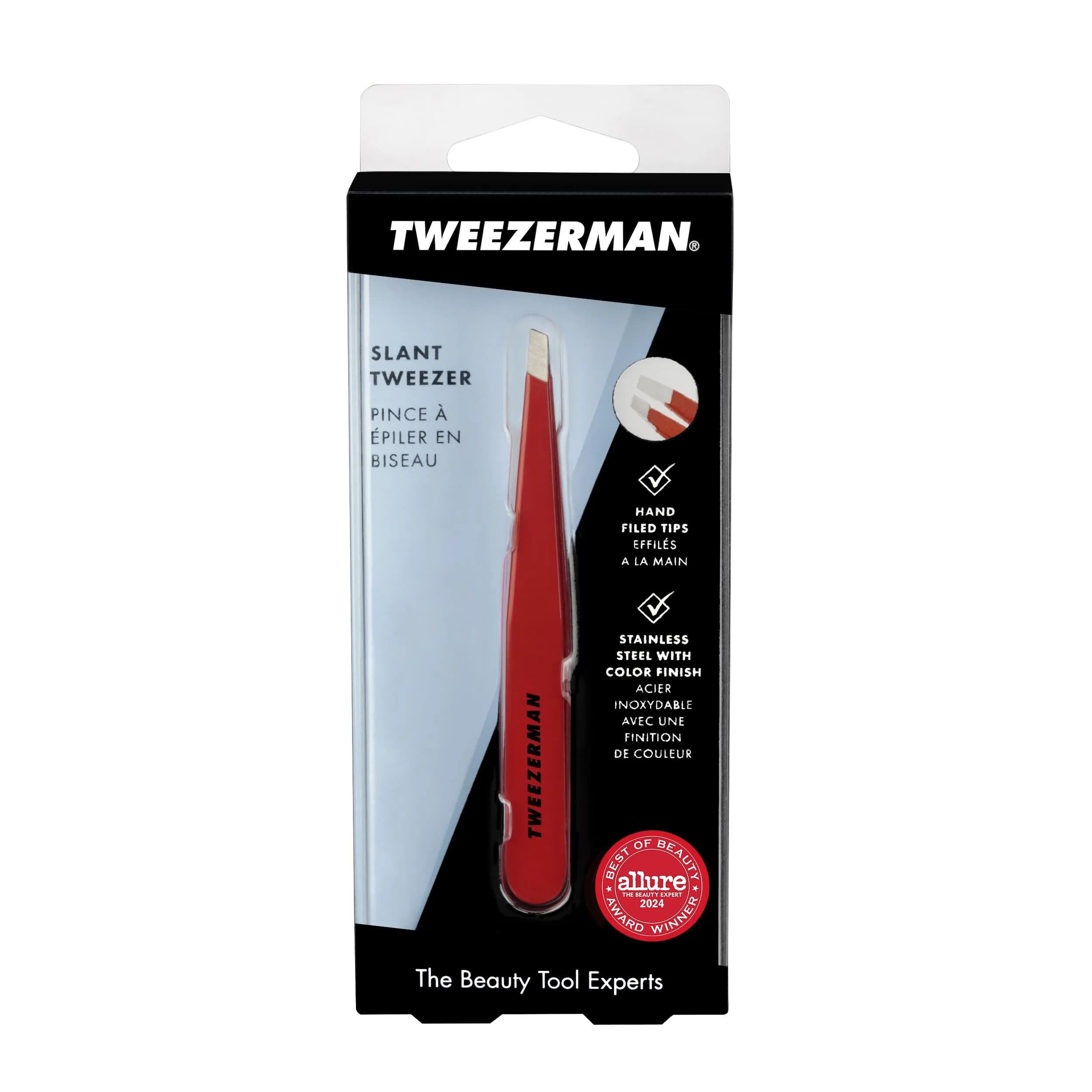 Tweezerman Slant Tweezer – Tweezerman Tweezers for Eyebrows Signature Red | Precision, Hand-Filed Tips - view 5