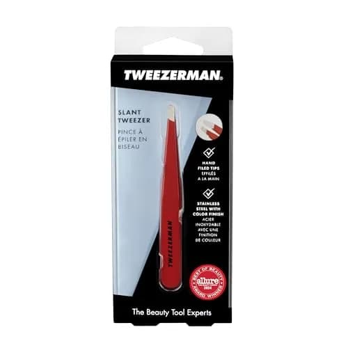 Tweezerman Slant Tweezer – Tweezerman Tweezers for Eyebrows Signature Red | Precision, Hand-Filed Tips thumbnail 5