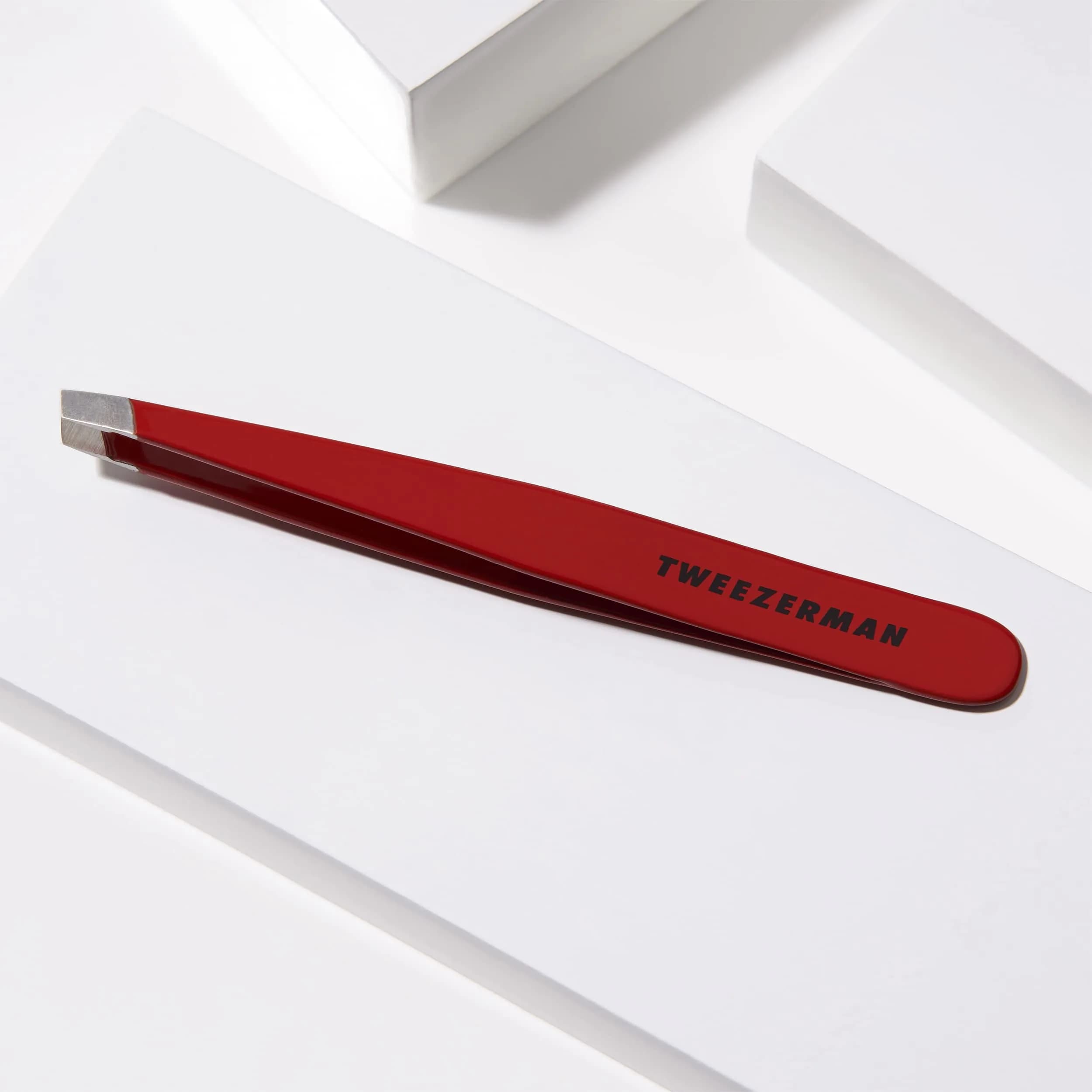 Tweezerman Slant Tweezer – Tweezerman Tweezers for Eyebrows Signature Red | Precision, Hand-Filed Tips - view 3