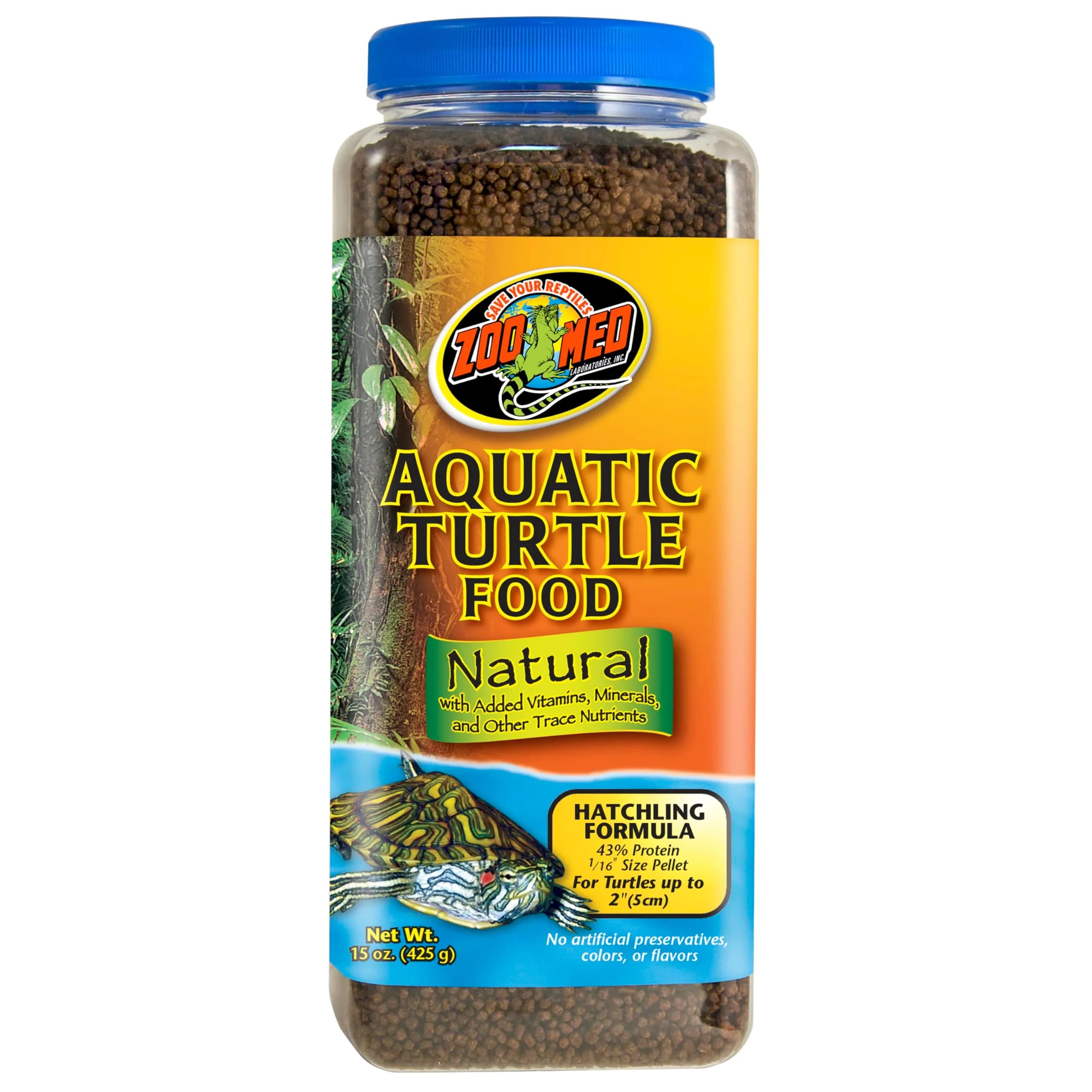 Zoo Med Growth Formula Aquatic Turtle Food Pellets 368 g (13 oz) | Low Protein Floating Pellets for Growth — Hatchling Formula