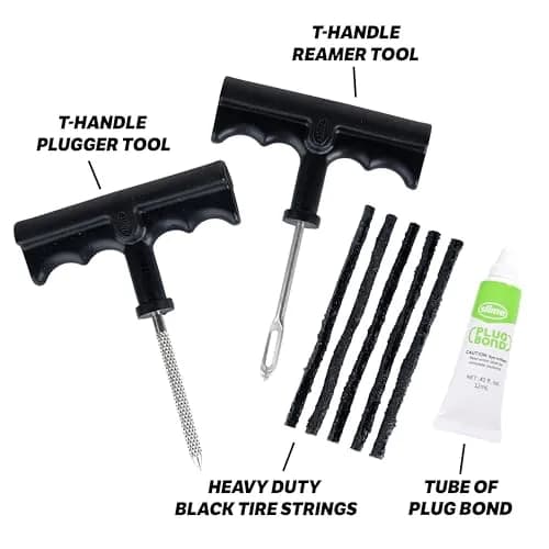Slime 8-Piece Medium Tire Plug Kit with T-Handle Reamer & Plugger | 68mm Reach Depth thumbnail 3