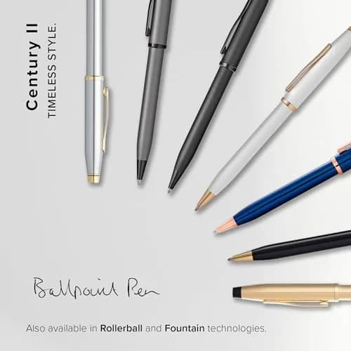 Cross Century II Lustrous Chrome Ballpoint Pen | Medium Point, Black Ink | Refillable, Elegant Design thumbnail 8