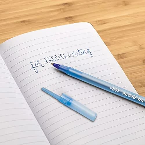 BIC Round Stic Xtra Precision Ballpoint Pen, Fine Point (0.8mm), Blue, 12-Count | Writes the First Time, Every Time thumbnail 4