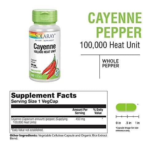 SOLARAY Cayenne 100,000 Heat Units, VegCaps | Supports Digestion & Circulation thumbnail 3